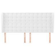 Горна табла с уши, бяла, 203x23x118/128 см, изкуствена кожа