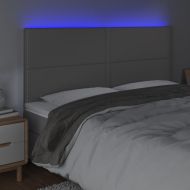 LED горна табла за легло,сива, 200x5x118/128см, изкуствена кожа