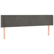 LED горна табла за легло, тъмносива, 203x16x78/88 см, кадифе