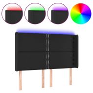 LED горна табла за легло, черна, 147x16x118/128 см