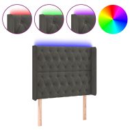 LED горна табла за легло, тъмносива, 103x16x118/128 см, кадифе