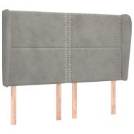 Горна табла за легло с уши,светлосива, 147x23x118/128 см кадифе