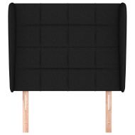 Горна табла за легло с уши, черна, 93x23x118/128 см, плат