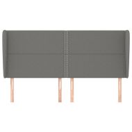 Горна табла за легло с уши, тъмносива, 203x23x118/128 см, плат