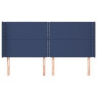 Горна табла за легло с уши, синя, 203x16x118/128 см, плат