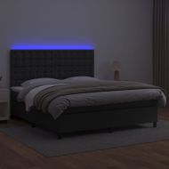 Боксспринг легло с матрак и LED черно 160x200см изкуствена кожа