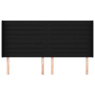Горна табла за легло с уши, черна, 203x16x118/128 см, плат