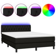 Боксспринг легло с матрак и LED, черно, 140x200 см, плат
