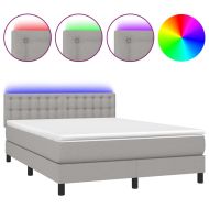 Боксспринг легло с матрак и LED, светлосиво, 140x200 см, плат