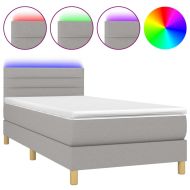 Боксспринг легло с матрак и LED, светлосиво, 100x200 см, плат