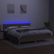 Боксспринг легло с матрак и LED, таупе, 160x200 см, плат