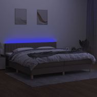 Боксспринг легло с матрак и LED, таупе, 200x200 см, плат