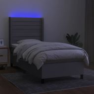 Боксспринг легло с матрак и LED, светлосиво, 80x200 см, плат