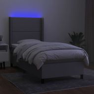 Боксспринг легло с матрак и LED, светлосиво, 90x200 см, плат