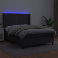 Боксспринг легло с матрак и LED черно 140x200см изкуствена кожа