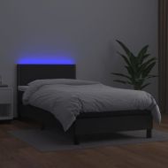 Боксспринг легло с матрак и LED черно 90x200 см изкуствена кожа