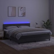 Боксспринг легло с матрак и LED, тъмносиво, 160x200 см, кадифе