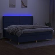 Боксспринг легло с матрак и LED, синя, 200x200 см, плат