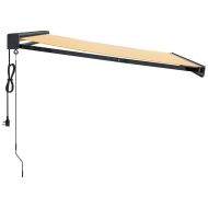 Прибираща се тента жълто и бяло 3,5x2,5 м плат и алуминий