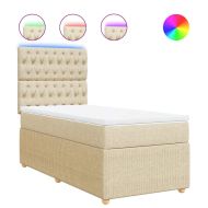 Боксспринг легло с матрак, кремава, 90x190 см, плат