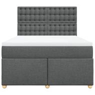 Боксспринг легло с матрак, тъмносиво, 160x200 см, плат