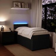 Боксспринг легло с матрак, черно, 90x200 см, кадифе