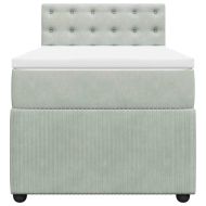 Боксспринг легло с матрак, светлосива, 90x190 см, кадифе