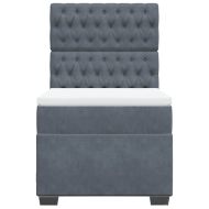 Боксспринг легло с матрак, тъмносив, 90x190 см, кадифе