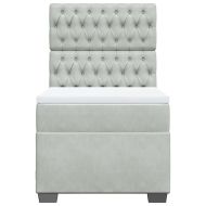 Боксспринг легло с матрак, светлосиво, 90x200 см, кадифе