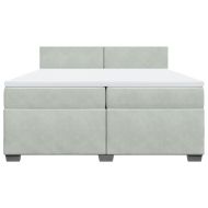 Боксспринг легло с матрак, светлосиво, 200x200 см, кадифе