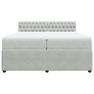 Боксспринг легло с матрак, светлосиво, 200x200 см, кадифе