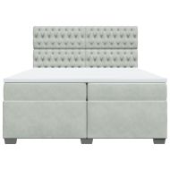 Боксспринг легло с матрак, светлосиво, 200x200 см, кадифе