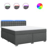 Боксспринг легло с матрак, тъмносиво, 180x200 см, плат