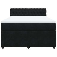 Боксспринг легло с матрак, черно, 160x200 см, кадифе