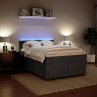 Боксспринг легло с матрак, тъмносиво, 160x200 см, кадифе