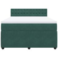 Боксспринг легло с матрак, тъмнозелено, 140x200 см, кадифе