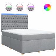 Боксспринг легло с матрак, светлосиво, 140x200 см, плат