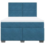 Боксспринг легло с матрак, синьо, 160x200 см, кадифе