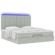 Османска легло с матраци и LED, светлосиво, 160x200 см, кадифе