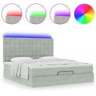 Османска легло с матраци и LED, светлосиво, 160x200 см, кадифе