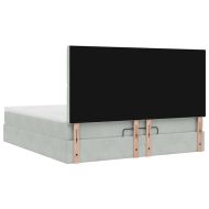 Османска легло с матраци и LED, светлосиво, 160x200 см, кадифе
