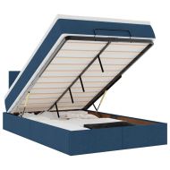 Османска легло с матрак и LED, синьо, 120x200 см, плат
