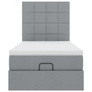 Османска легло с матрак и LED, светлосиво, 100x200 см, плат