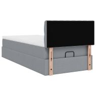 Османска легло с матрак и LED, светлосиво, 90x190 см, плат