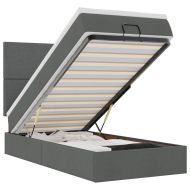 Османска легло с матрак и LED, тъмносиво, 100x200 см, плат