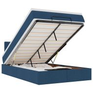 Османска легло с матрак и LED, синьо, 120x200 см, плат