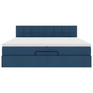 Османска легло с матрак и LED, синьо, 200x200 см, плат