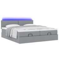 Османска легло с матрак и LED, светлосиво, 200x200 см, плат