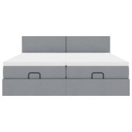 Османска легло с матрак и LED, светлосиво, 200x200 см, плат