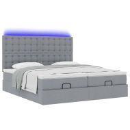 Османска легло с матрак и LED, светлосиво, 200x200 см, плат